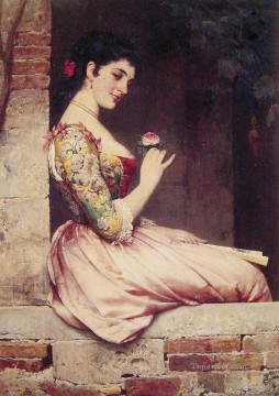 Eugenio de Blaas Painting - La dama de las rosas Eugenio de Blaas